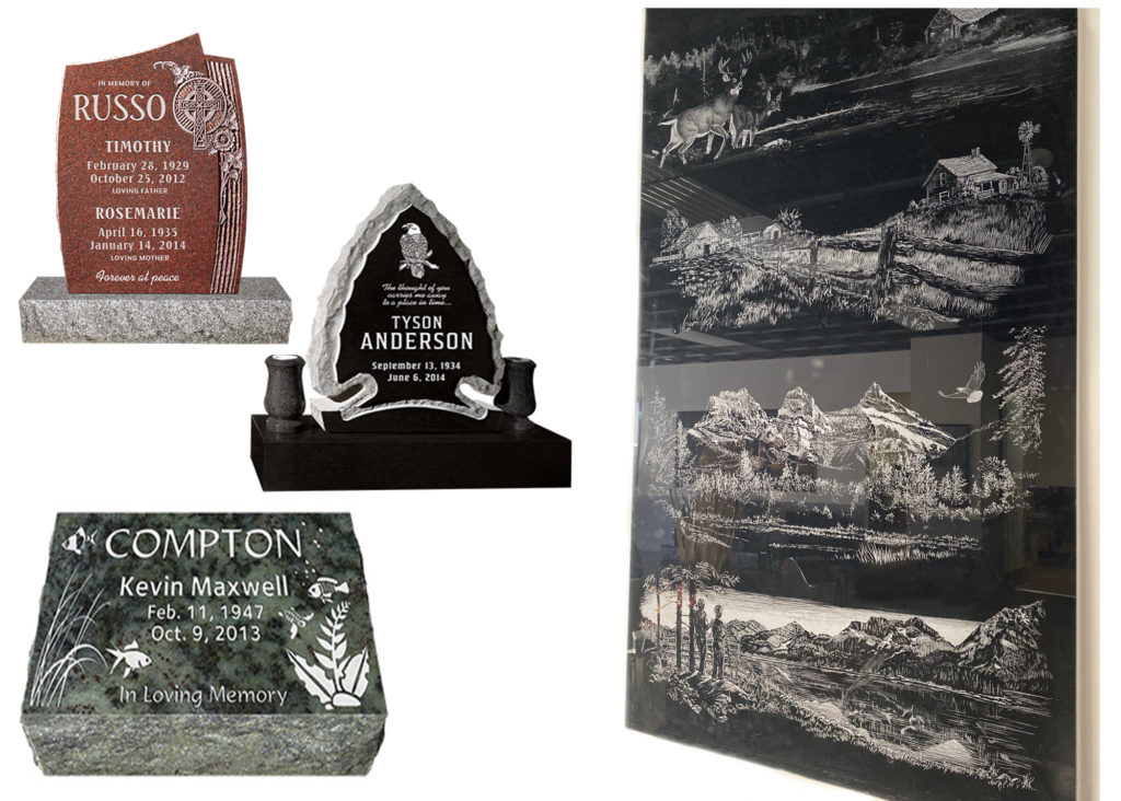 Sandblasted Headstone Artwork & Laser Etching Examples