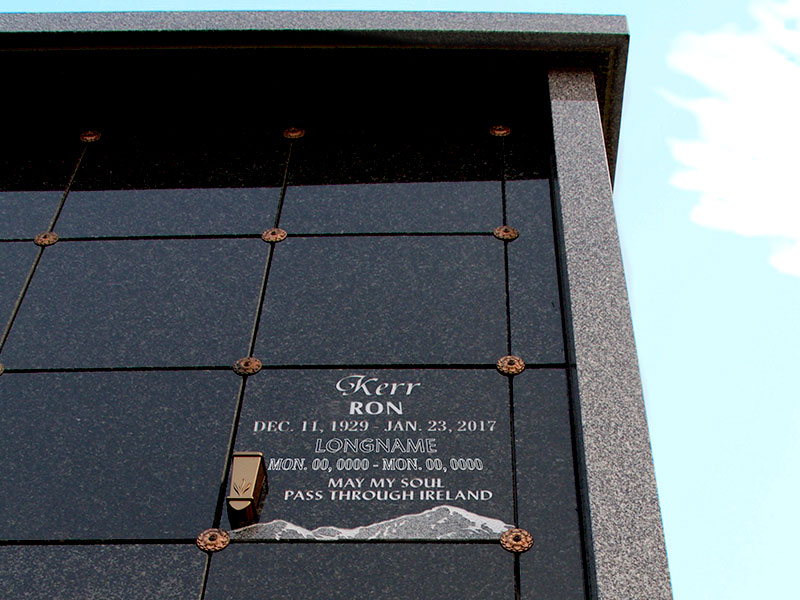 Columbaria Door Inscription Service from Sunset Memorial and Stone