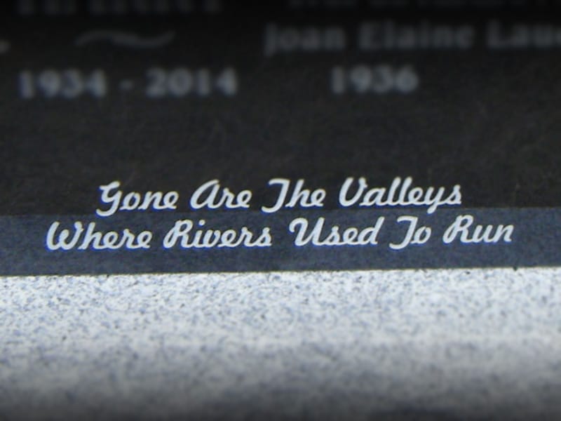 Memorial Epitaph from Sunset Memorial and Stone in Calgary Alberta